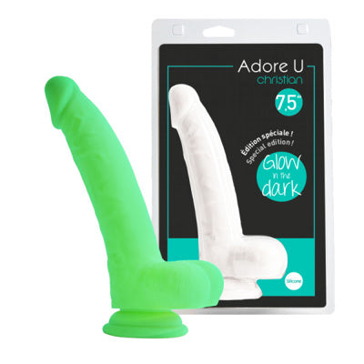 Dildo - Adore U - Christian 7.5 po - Allume dans le noir
